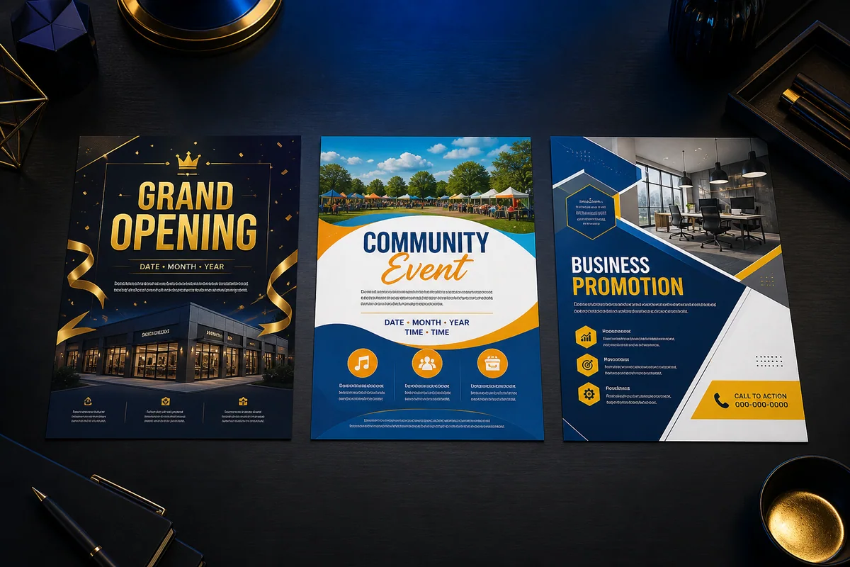 Three professional promotional flyer designs
