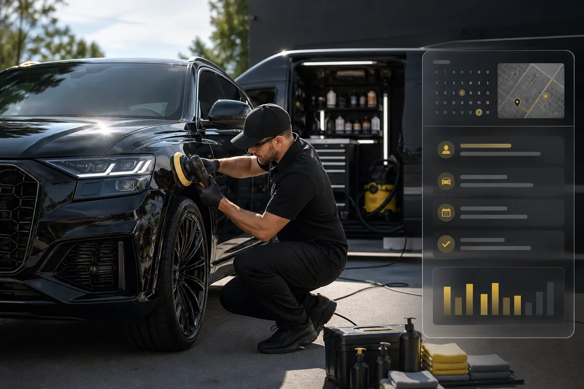 Professional mobile detailing service and management dashboard